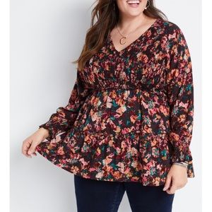 Smocked long sleeve top